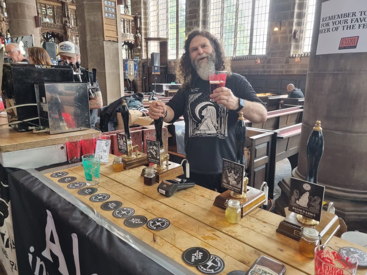 BridsCrossBrew's tweet photo. Sean is busy pulling pints at Indie Baum Beer Festival down at St Mary’s in the Baum #Rochdale. He’s looking far too happy if you ask me! Don’t forget to vote for @bridscrossbrew beer of the festival 

Friday and Saturday 12noon until 9pm

#beerfestival #beer #caskale #craftbeer https://t.co/jLE087NzMu