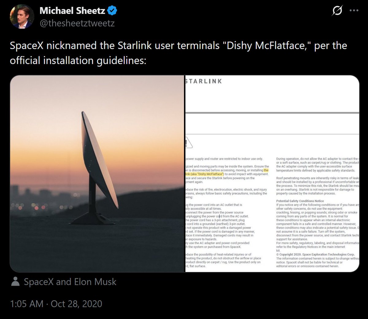 died_2morrow's tweet photo. Dishy McFlatface and Starman are the only legit SpaceX mascots.

🛸 looking at them, just remember how hard Clippy and Cupsey ran. 100M will be just the beginning. 

3k - Hsf3gP6jpAWNL8LMUaU8mTiZVHMEVNUV2KkBCniwA9Vr ($dishy, Dishy McFlatface, official product name coined by Elon himself) 📡

100k - 8AmBdpNmhTDacx334aDTqtYw3KkkTM3xFmvQLXX4LMyZ ($starman, mannequin launched seated in a Tesla Roadster on Falcon Heavy in 2018) 🧑‍🚀

#dishy #starman