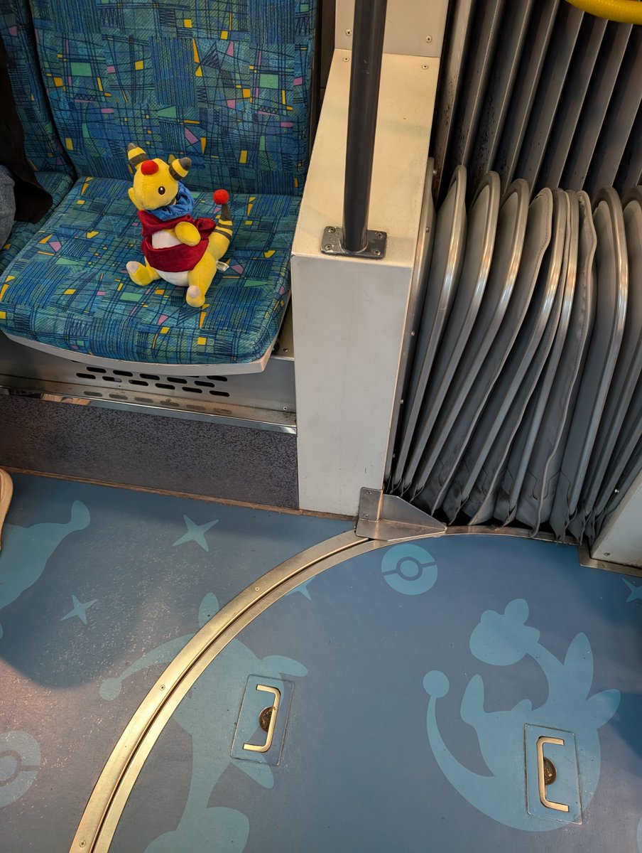 priority_q's tweet photo. Denden-chan took a ride on the @nagasaki_denryu tram in Nagasaki City. Hold on, Denden-chan - the tram might stop suddenly!

#ながさきデンリュウフォトキャンペーン https://t.co/ROEyJeUAi5