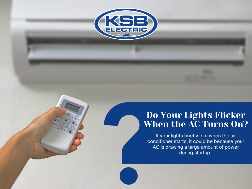 KSBElectric's tweet photo. ⚡ Do your lights flicker when the AC turns on?

A brief dimming may be normal, but frequent flickering can signal an overloaded circuit, aging electrical panel, or wiring issue. Don't ignore the warning signs.

Call us today!

#KSBElectric #ElectricalSafety #Troubleshooting https://t.co/PgkKI2yykM