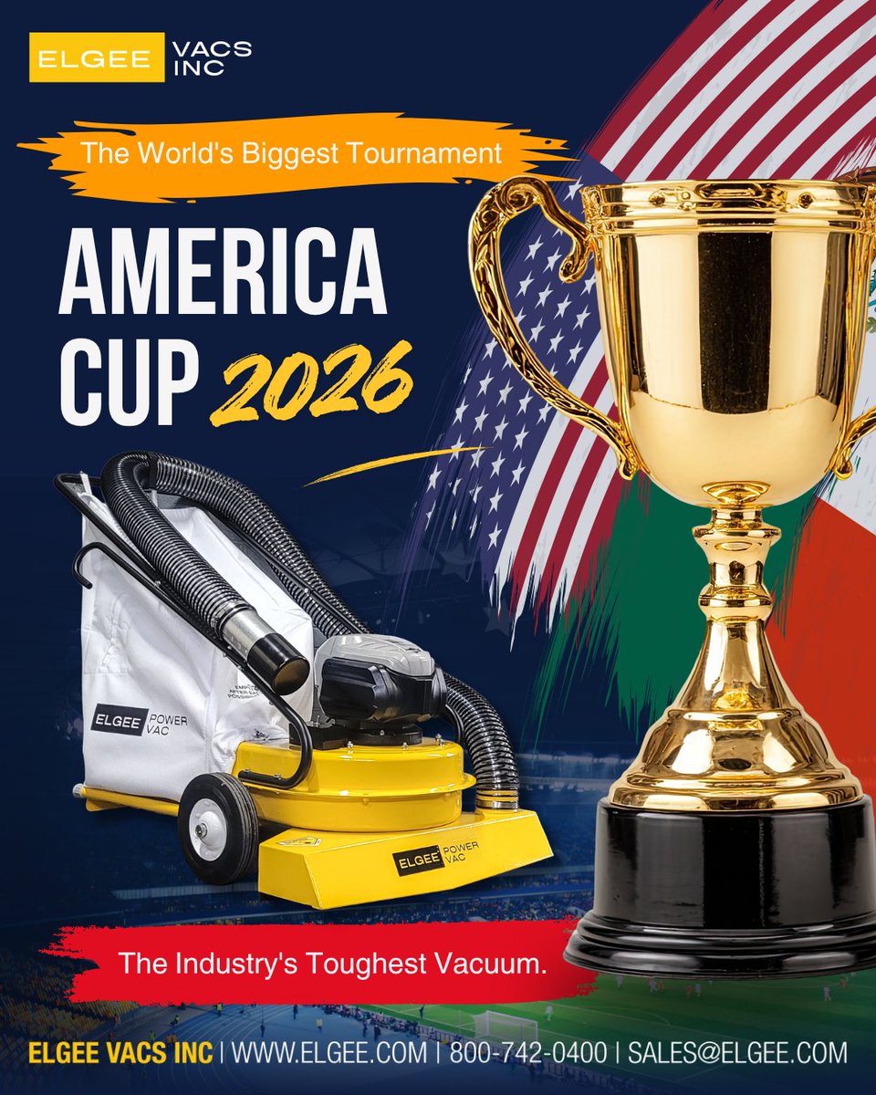 ELGEE_Mfg's tweet photo. The world's BIGGEST tournament, the 𝗪𝗼𝗿𝗹𝗱 𝗖𝘂𝗽 𝟮𝟬𝟮𝟲!
And the industry's 𝗧𝗢𝗨𝗚𝗛𝗘𝗦𝗧 𝗩𝗔𝗖𝗨𝗨𝗠!
𝗘𝗟𝗚𝗘𝗘 𝗣𝗢𝗪𝗘𝗥 𝗩𝗔𝗖
#VacuumCleaners #CommercialVacuums #IndustrialVacuums #Vacuum #ElgeeVacsInc #worldcup #fifaworldcup #fifaworldcup2026 #soccerworldcup https://t.co/PgTvHgIlEy