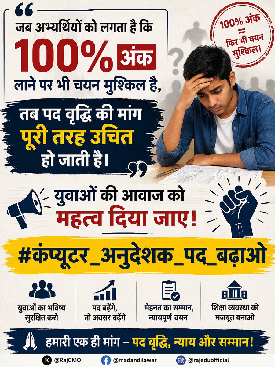 bootsofrny's tweet photo. @KumariDiya @narendramodi @PMOIndia @BJP4India @BJP4Rajasthan #कंप्यूटर_अनुदेशक_पद_बढ़ाओ
#BCI_भर्ती_में_न्याय_दो 
@RajCMO @madandilawar @rajeduofficial https://t.co/Rf8PYBNARN