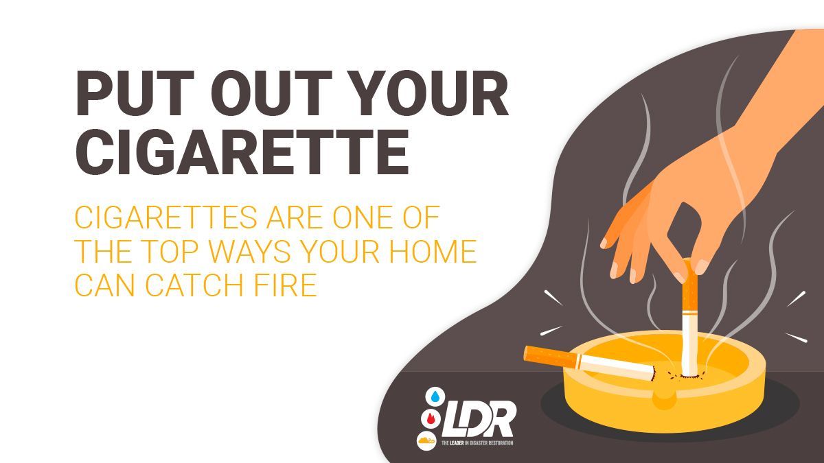LdrCleaning's tweet photo. Lit cigarettes are a leading cause of house fires. Please take the time to ensure you put them completely out before you leave or go to sleep.  #Cigarette #Smoking #Cigar #Smoke #Smoker https://t.co/f7yL5qKv9y