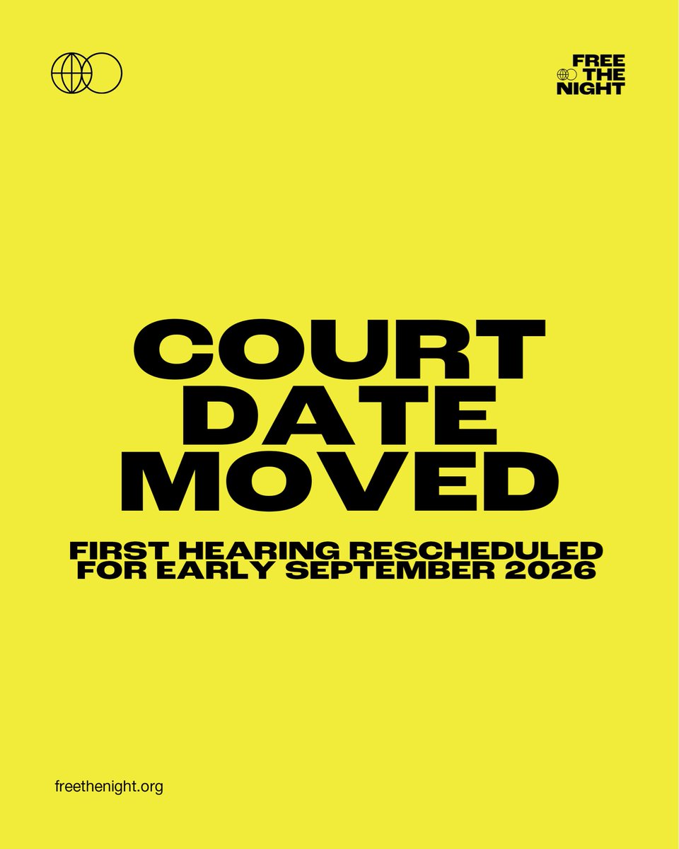 FreeTheNightNI's tweet photo. For reasons outside our control, our first court case (which was pencilled for today) is now to be heard in September, due to a number of outstanding matters which need to be addressed before we reach this stage. We will keep you posted on any developments.
#freethenight https://t.co/jLaavYadHG