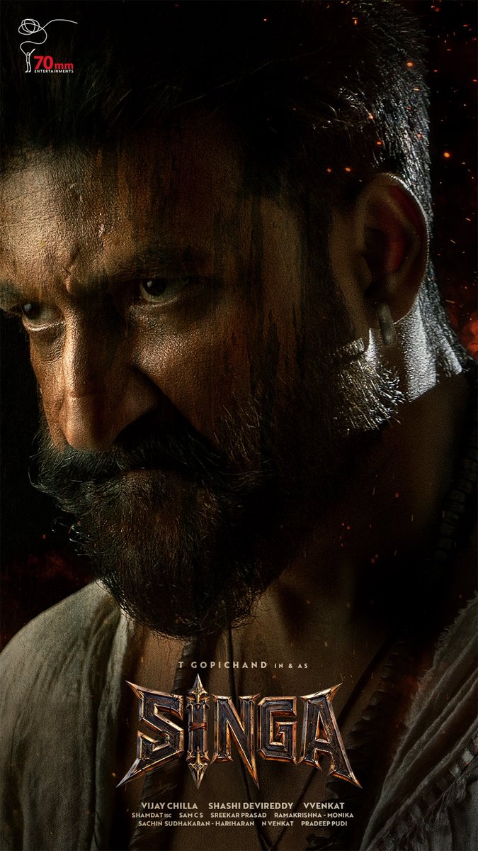 SamCSmusic's tweet photo. When the wild is wounded,
he becomes its fury. 🦁
When the sacred is threatened,
he becomes its shield. ⚔️

TGopichand#34 is #SINGA ❤️‍🔥

Wishing Macho Star @YoursGopichand a very Happy Birthday. ✨

Presenting the Title Glimpse of #Singa 💥
🔗 https://t.co/gxqvumMyLw

Macho Star @YoursGopichand x @vvaction831 x @70mmentertains 🔥

@VijayChilla @devireddyshashi #AnarkaliNazar @Shamdatdop @SamCSmusic @sreekar_prasad #Ramakrishna #Monika @sach135 @typerdurden_sync @synccinema @MangoMassMedia @UrsVamsiShekar