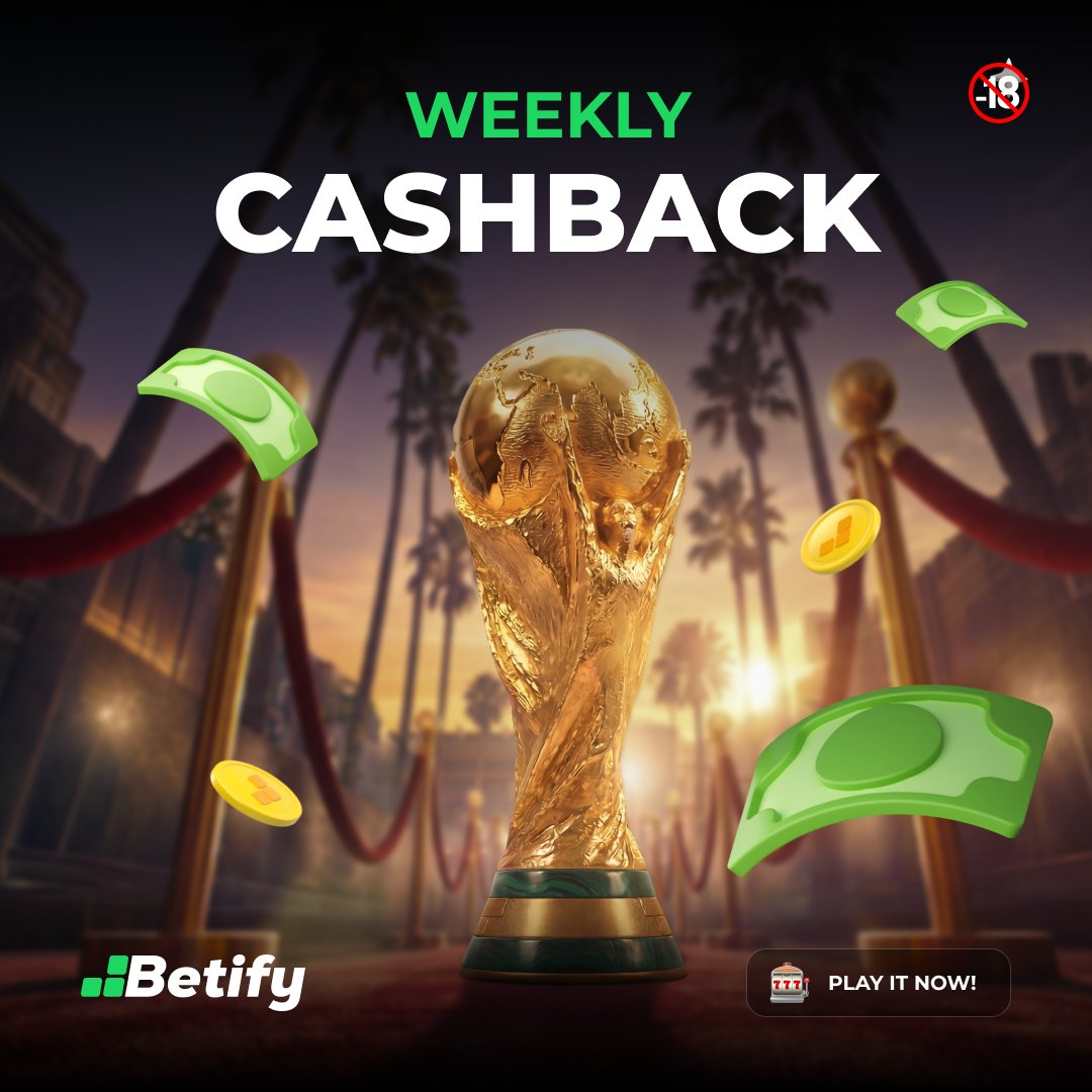 Betify's tweet photo. Betify Weekly Cashback 💸

World Cup weeks hit different when you're getting cashback too ⚽💰

Active players, your weekly rewards are ready! 🔥

♻️ RT & tell us how you're using your cashback for a chance to win a 🎁

Betify🆔 needed 🔥

👉 https://t.co/TWjwGh1Kpb