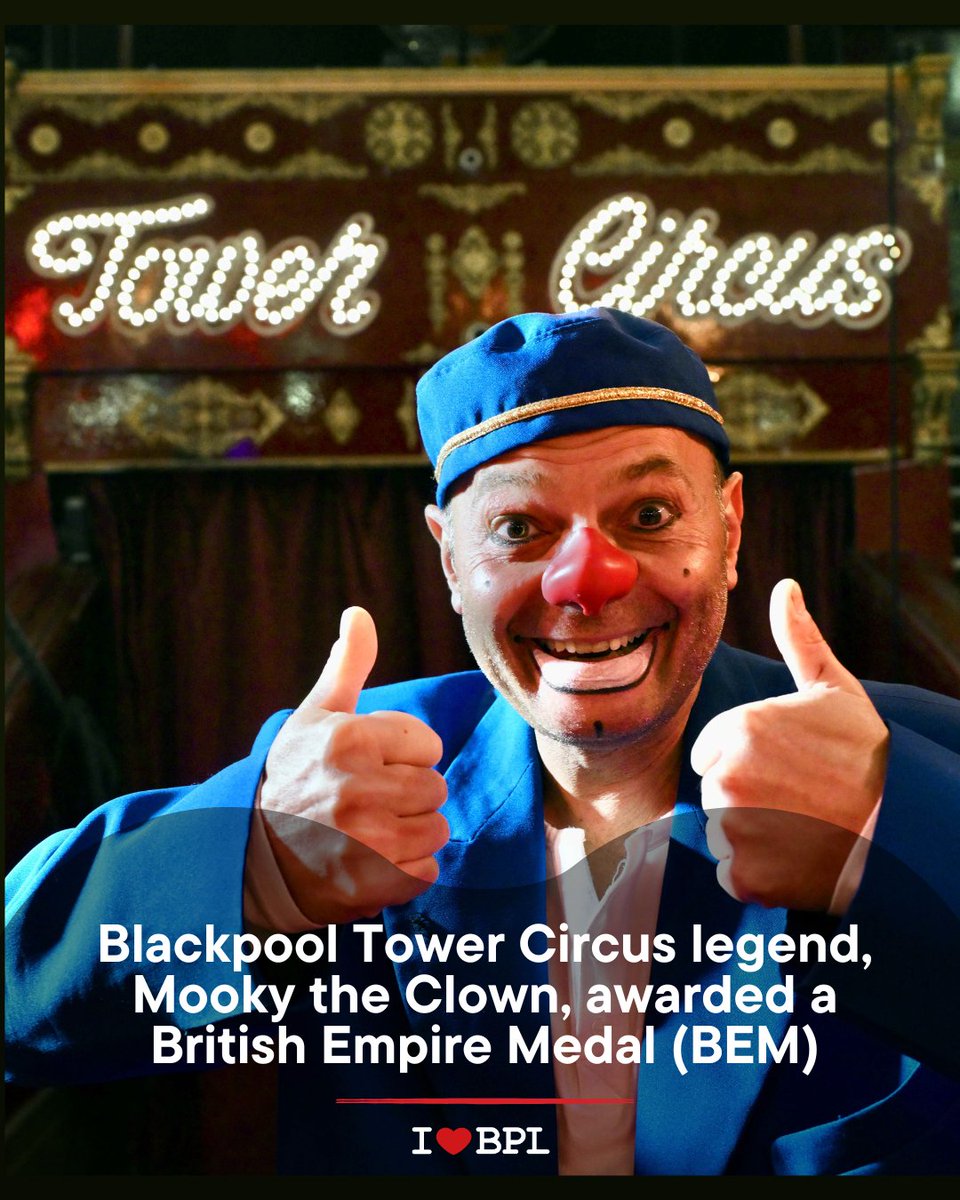 visitBlackpool's tweet photo. We have some absolutely massive news to share! Laci Endresz, best known to millions as the legendary Mooky the Clown, has been awarded a British Empire Medal (BEM) in the King’s Birthday Honours for services to entertainment.

For 27 years straight, Laci has been the face of the Tower Circus. He headlines over 350 shows a year and hasn't missed a single one🎪

On top of performing, he writes and directs the entire production and even builds the props behind the scenes.

Laci said: "Over the last three decades, I’ve had the honour of entertaining millions of visitors to The Blackpool Tower Circus. It isn’t a job to me; it is my passion and calling in life."

So many of us have grown up watching him perform and it’s wonderful to see his hard work and dedication officially recognised.

Massive congratulations, Laci! Thank you for keeping Blackpool laughing for all these years ❤️