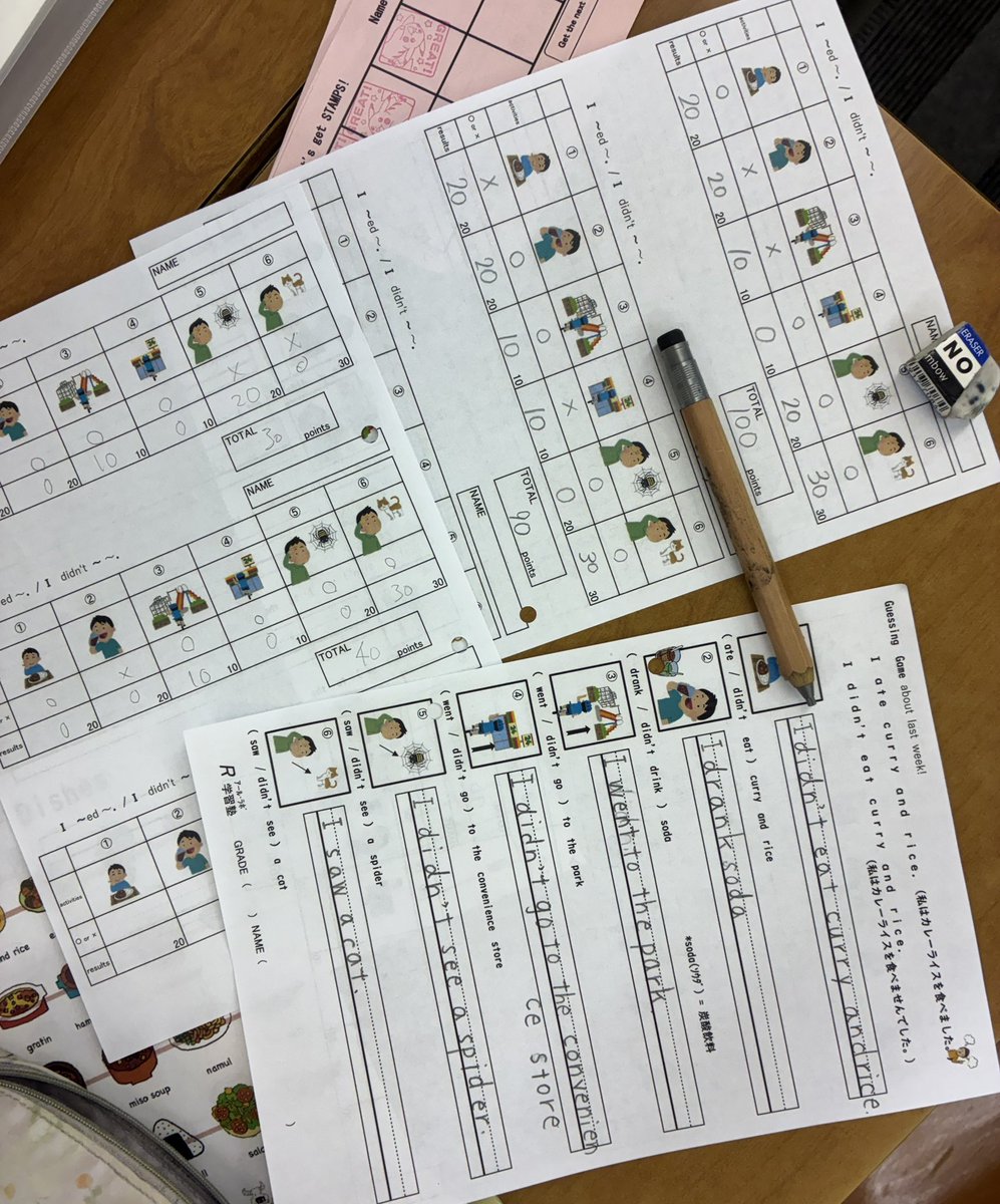 Rlabo2019's tweet photo. 今週の #小学英語(高学年2-①)

①英会話でwarm up!
②英語フリートーク(過去形)
③Guessing Game①(")
④Guessing Game②(")
⑤Writing
⑥Phonics(a&amp;uなど)
⑦Card Game(phonicsなど)
✳︎今日も楽しく英語表現をマスター！

#英語垢
#学習塾 https://t.co/nTusebLSU0
