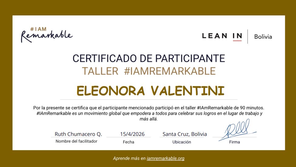 EleoValentini's tweet photo. Se llevó a cabo el taller online #IAMREMARKABLE 💪🏼
¿Por qué es importante reconocer y compartir nuestros logros públicamente? 🤔
IAmRemarkable es una iniciativa internacional de @leaninorg que cuestiona la percepción negativa que hay en la sociedad respecto a la autopromoción. @leaninarg