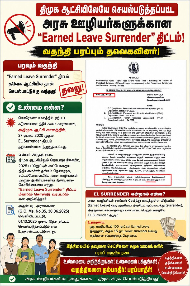 RhinoExtinct's tweet photo. அரசு ஊழியர்கள் வாட்ஸப் குரூப்களில் இந்த போஸ்டர் வைரல்.

வதந்தி பரப்பினால் அது எதிர்மறை விளைவை ஏற்படுத்தும் என்பதை தற்குறிகள் புரிந்துகொள்ள வேண்டும்.

மக்கள் எப்போதும் முட்டாள்கள் அல்ல.. https://t.co/8FoDNFMVR5