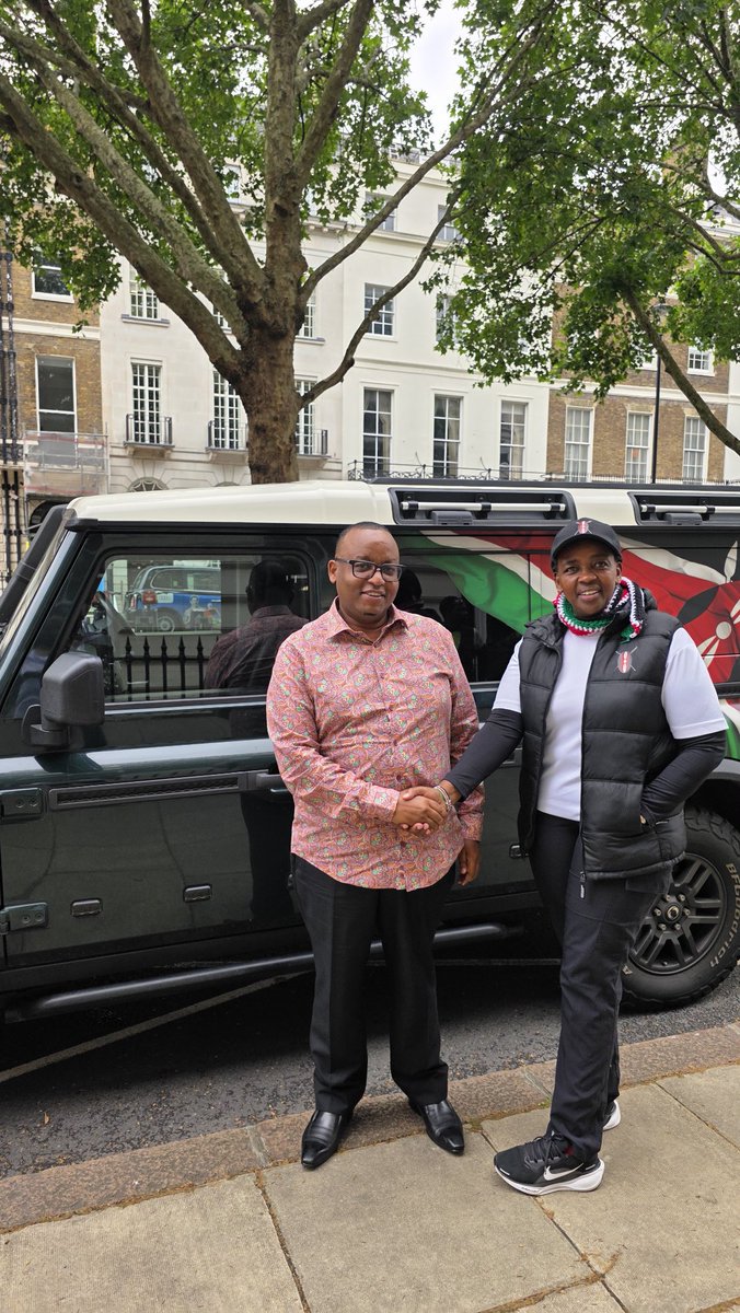 AmbWarui's tweet photo. Kenya’s Flag Carried by the Winds of the World. Nairobi to London by Road.

With greater admiration to receive a daughter and a son of our Republic, Becky Kim and Bonnie Koko, whose extraordinary odyssey began on 13 February 2026  in Nairobi and reached its triumphant final destination on 12 June 2026 in London. 

They were received at the Kenya High Commission in London, where their arrival stirred a profound sense of national pride and quiet reverence. Their  4 months passage reads like a continental epic, sweeping across Africa, piercing the vast Sahara, traversing the ancient Kalahari, skirting the Western edge of Senegal, crossing the Tropic of Capricorn, ascending to the Northern point of Europe, and venturing beyond the Arctic Circle. In total, they journeyed through 60 nations, covering 45,470 km, with the United Kingdom as their final horizon.

After a warm reception and an a brief  tête‑à‑tête, they proceeded to meet H.E. Ambassador Maurice Makoloo, Kenya’s High Commissioner to the United Kingdom, an engagement that affirmed the esteem with which Kenya honours its trailblazers.

Their expedition is not merely a chronicle of distance, it is a testament to Kenyan fortitude, cross‑border inquiry, and the audacity of global aspiration. It reflects a nation whose citizens possess the courage to cross continents, the curiosity to learn from the world, and the patriotism to lift their flag with unwavering dignity.

As Kenyans across the United Kingdom prepare to celebrate this remarkable accomplishment, we honour a voyage that transcends geography,a majestic arc of Kenyan excellence etched across continents, reminding the world that Kenya does not merely appear on the global map, Kenya inscribes upon it a legacy of courage, brilliance, and boundless possibility.@KenyaMissionUK @MMakoloo @WilliamsRuto @_KithureKindiki @MusaliaMudavadi @SingoeiAKorir @roselinenjogu @rebecca_miano
@AlfredKOmbudo @Min_TourismKE @magicalkenya @KenyaAirways @Roads_KE