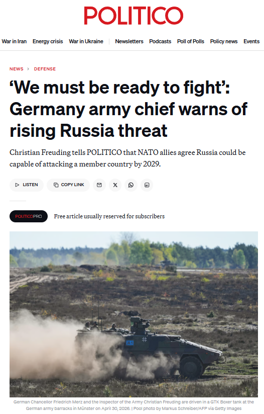 HavryshkoMarta's tweet photo. Will Germany be able to find enough men ready to die on the Eastern Front once again? More importantly, what exactly are they supposed to die for?

This growing war fever in Germany looks alarmingly familiar. Twice before, German militarism plunged the world into catastrophe. 

Germans, it's time to put a leash on your politicians and generals before they lead Europe—and the world—into yet another disaster.