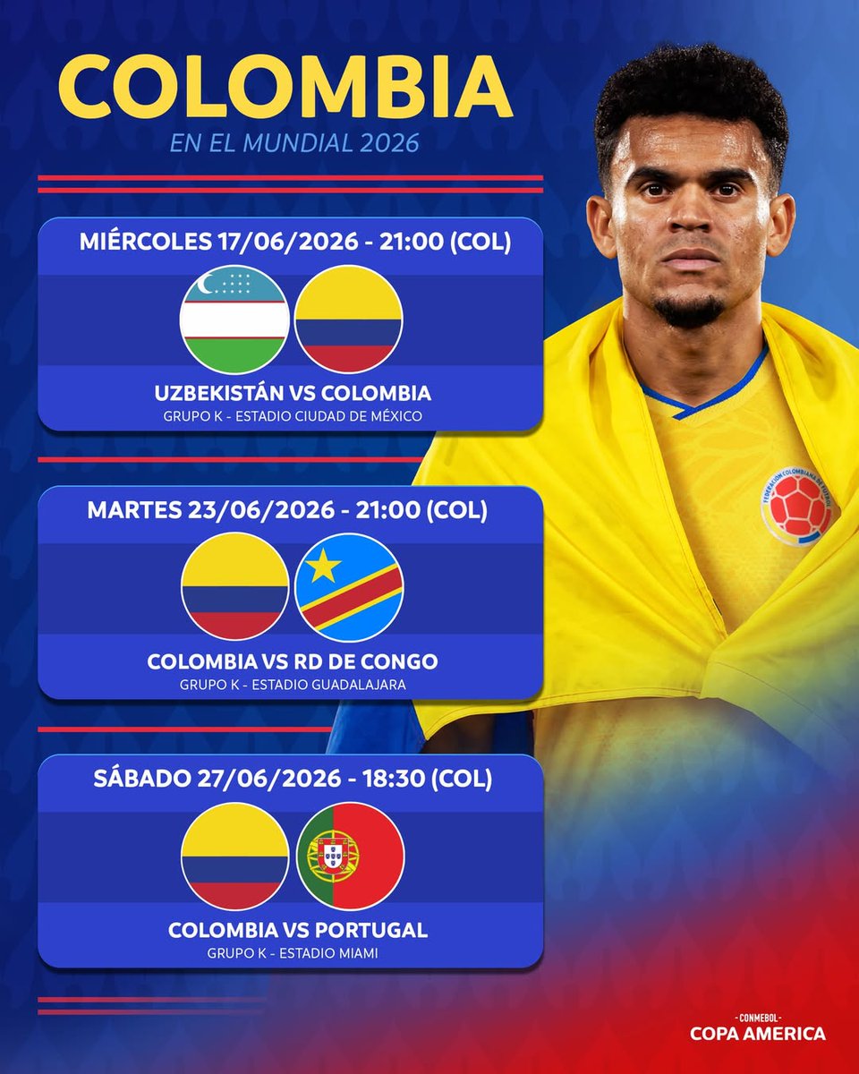 CopaAmerica's tweet photo. La agenda de @FCFSeleccionCol https://t.co/ripyIw6eT4