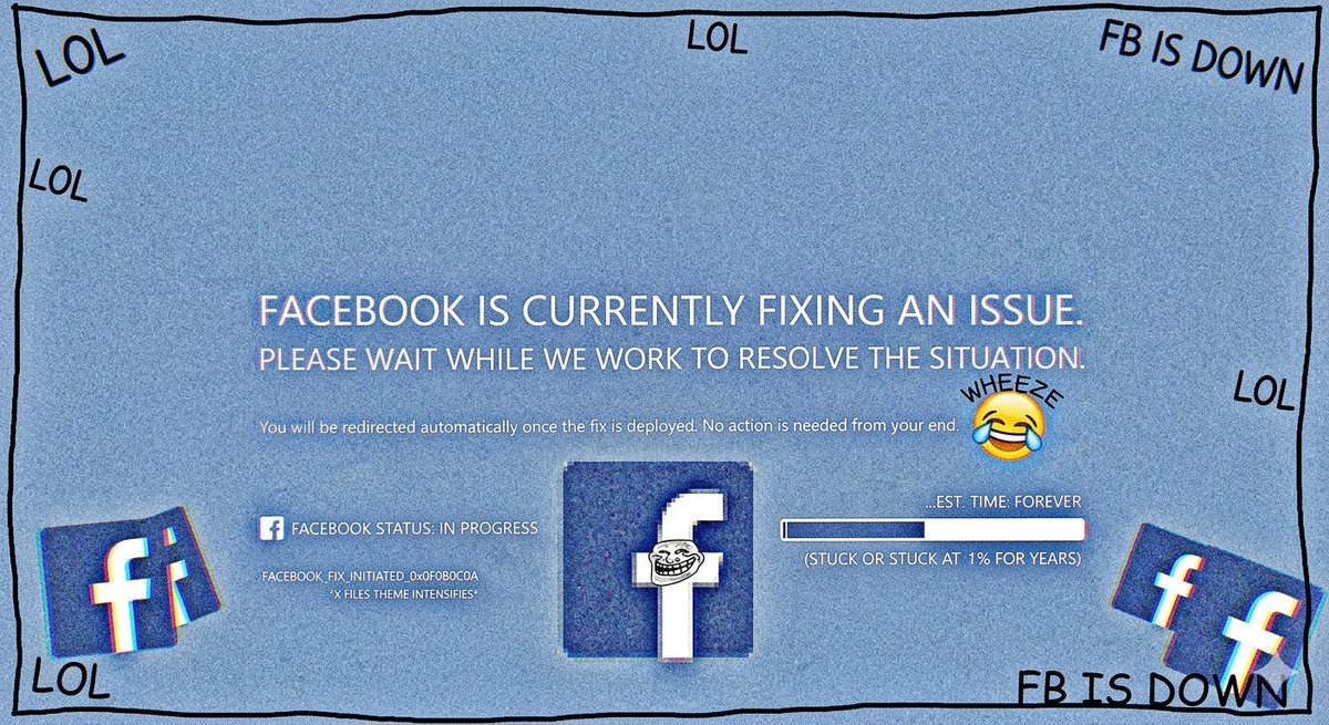 Crypt1c0x's tweet photo. Yes, Facebook is down. No, you're not being targetted by the fbi https://t.co/hhijQCy2uD