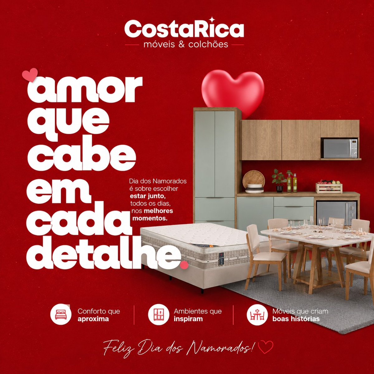CostaRicaWeb's tweet photo. ❤️Amor que cabe em cada detalhe. ❤️
Porque amar também é cuidar, compartilhar e viver bem todos os dias. ❤️
🌹 Feliz Dia dos Namorados!
 🛏️ Colchões
 🍽️ Mesas de jantar
 🏠 Cozinhas e móveis para toda a casa
#DiaDosNamorados #CostaRicaColchoes #Colchoes #Moveis #MesaDeJantar https://t.co/Ko0PYE77JZ