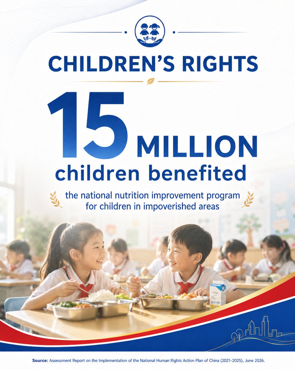 XHNews's tweet photo. What has been achieved during China's past five-year human rights action plan?
On children's rights: better nutrition, healthier growth.
#HumanRightsActionPlan https://t.co/mbAk5frgkW