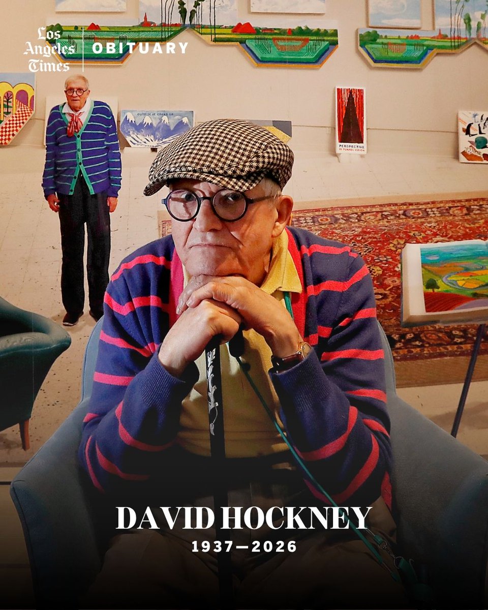 latimes's tweet photo. David Hockney, the innovative and prolific British artist who arrived in Los Angeles in 1964, soon celebrating its sun-drenched life and landscapes in colorful, wildly popular paintings, died Thursday. He was 88.

📷 Luis Sinco / Los Angeles Times

https://t.co/8XWEyiZOtp https://t.co/OfFwA4l0OK