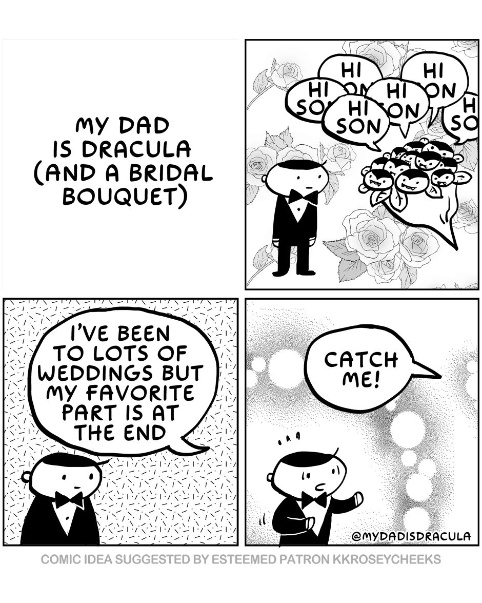 mydadisdracula's tweet photo. My Dad is Dracula (and a Bridal Bouquet) 💐  #webcomics #comics https://t.co/2798d7sAb7