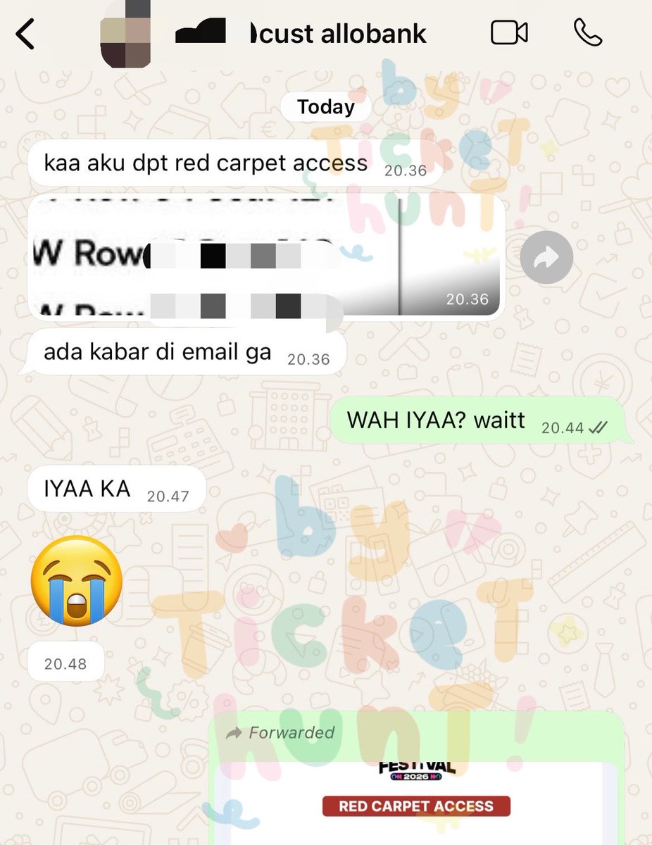 _tickethunt's tweet photo. YEAAAY customer Ticket Hunt ada yg dapet Red Carpet Access Allo Bank Fest 2026!🥳🥳 https://t.co/VdrHWMZqMC