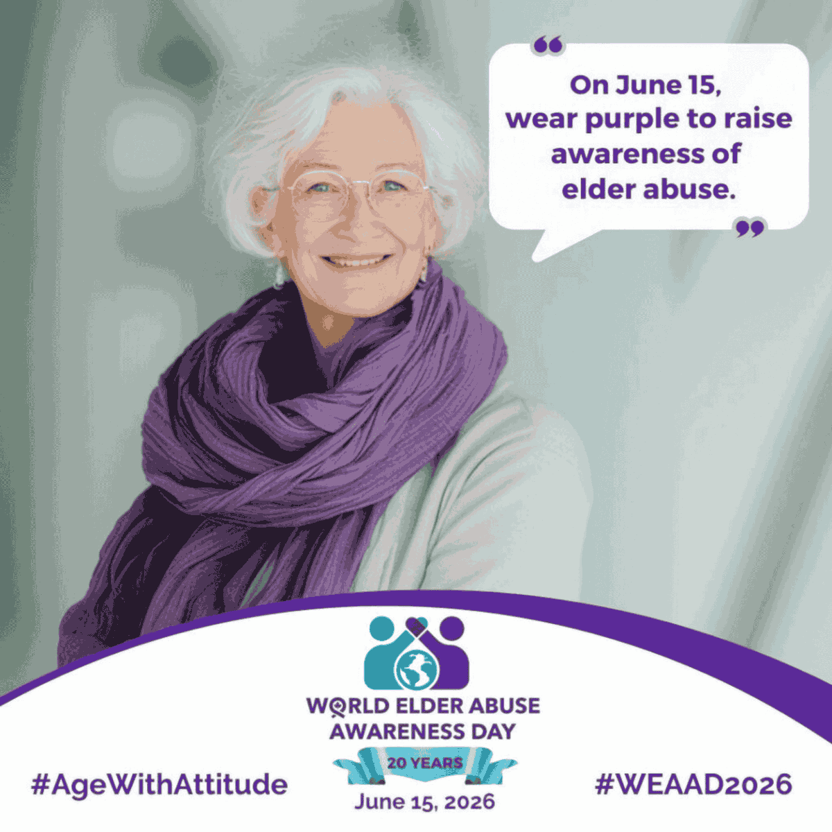 ILCCanada's tweet photo. Show your support for World Elder Abuse Awareness Day on 15 June! 💜 Wear purple to stand in solidarity with older Canadians and promote a future free from abuse and neglect. Human rights have no expiry date.

#WEAAD2026 #BeBold #AgeWithAttitude https://t.co/8isFewBdyj