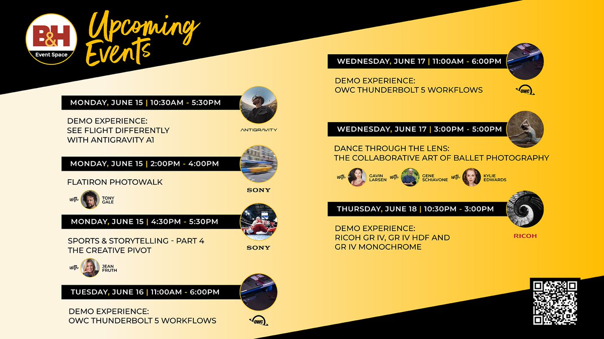 bhphoto's tweet photo. Free events coming up next week, including photo walks, live demos, and then some! https://t.co/UkfUNrEl7d