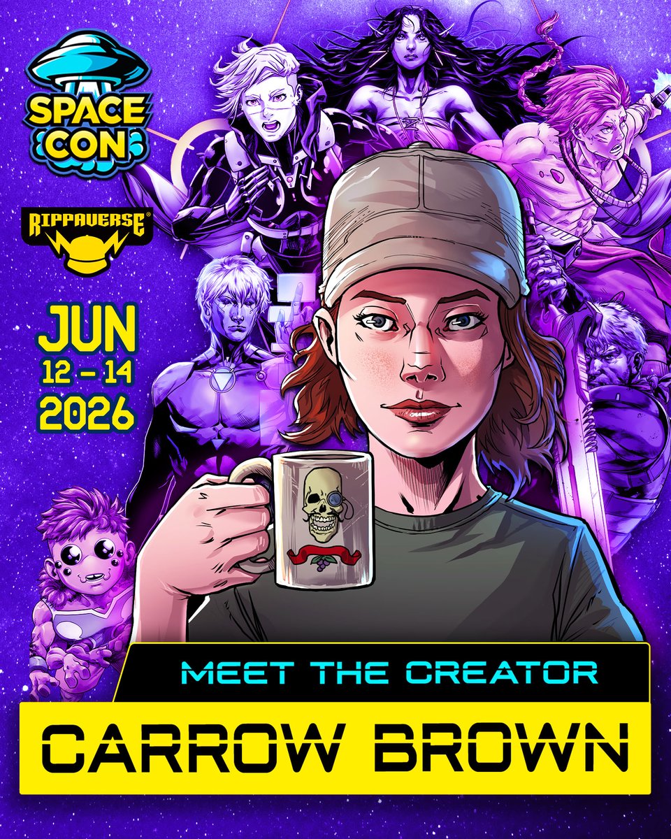 TheRippaverse's tweet photo. Going to SpaceCon San Antonio this weekend?

Swing by the Rippaverse booth and meet Carrow Brown (@Rippalorian) — creator & writer of Dirty Deeds.

Grab Dirty Deeds #1—including the rare and no-longer-available foiled & embossed Cover C, get it signed, and yes…signatures are FREE!

If you’re at the convention, don’t miss it. 🚀
