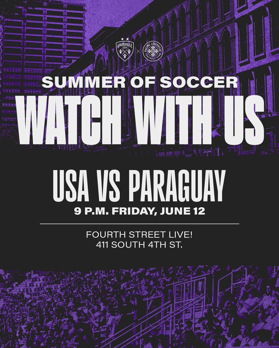 loucityfc's tweet photo. The United States kicks off its Summer of Soccer tonight 🇺🇸🏆

We’ll be hanging out at Fourth Street Live to cheer on the Stars &amp; Stripes! https://t.co/mgXVT5yEkj