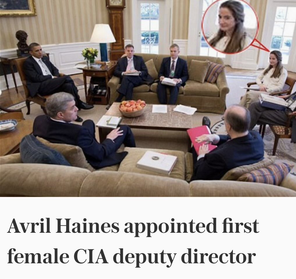 RealSLokhova's tweet photo. Avril Haines, Obama’s deputy CIA director and Biden’s NSA, up to her neck in the Russia Hoax and every other anti-Trump plot, has not been prosecuted. 

Instead, she gets a top gig as head of Carnegie. https://t.co/YEJShtDlub