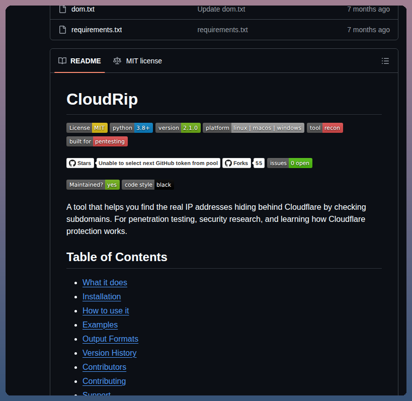 tom_doerr's tweet photo. Finds real IPs hidden behind Cloudflare domains

https://t.co/yaQ9AaHbSu https://t.co/FikiVPXKdd