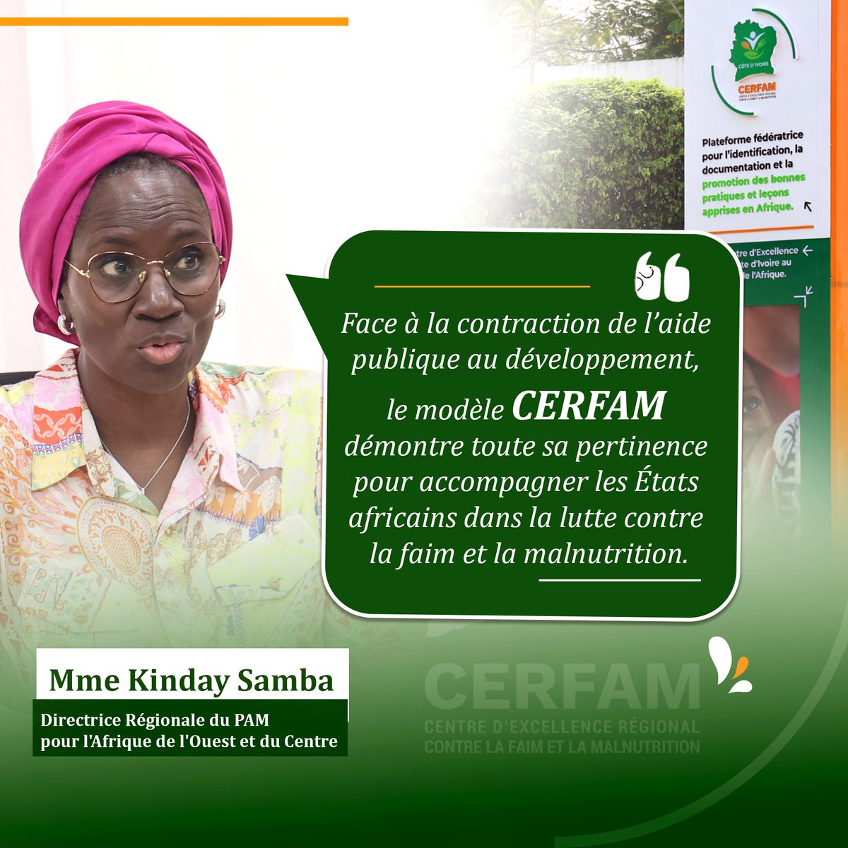 CERFAM_4_Africa's tweet photo. Lors de sa récente visite en #CoteDIvoire, @kindaysamba, Directrice régionale du PAM pour l’Afrique de l’Ouest et du Centre, a réaffirmé le rôle du CERFAM. 

À retenir 👇 https://t.co/LaqF9gJ09S