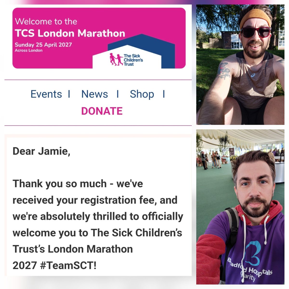 NeoJrs1983's tweet photo. Excited to announce that I've been given a place @LondonMarathon 2027 #running for @TheSCT to raise money for @NeonatalBTHFT #HomefromHome which is a joint venture with @BTHFTCharity Training posts will be shared! Just giving link below no expectations https://t.co/Yc4J8pRTBB https://t.co/3XMj2O1VWS