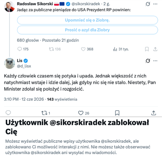 d_lisx's tweet photo. Nie spodobał się mój wpis Panu "Ministrowi" 😂 https://t.co/xEdxayMGD1