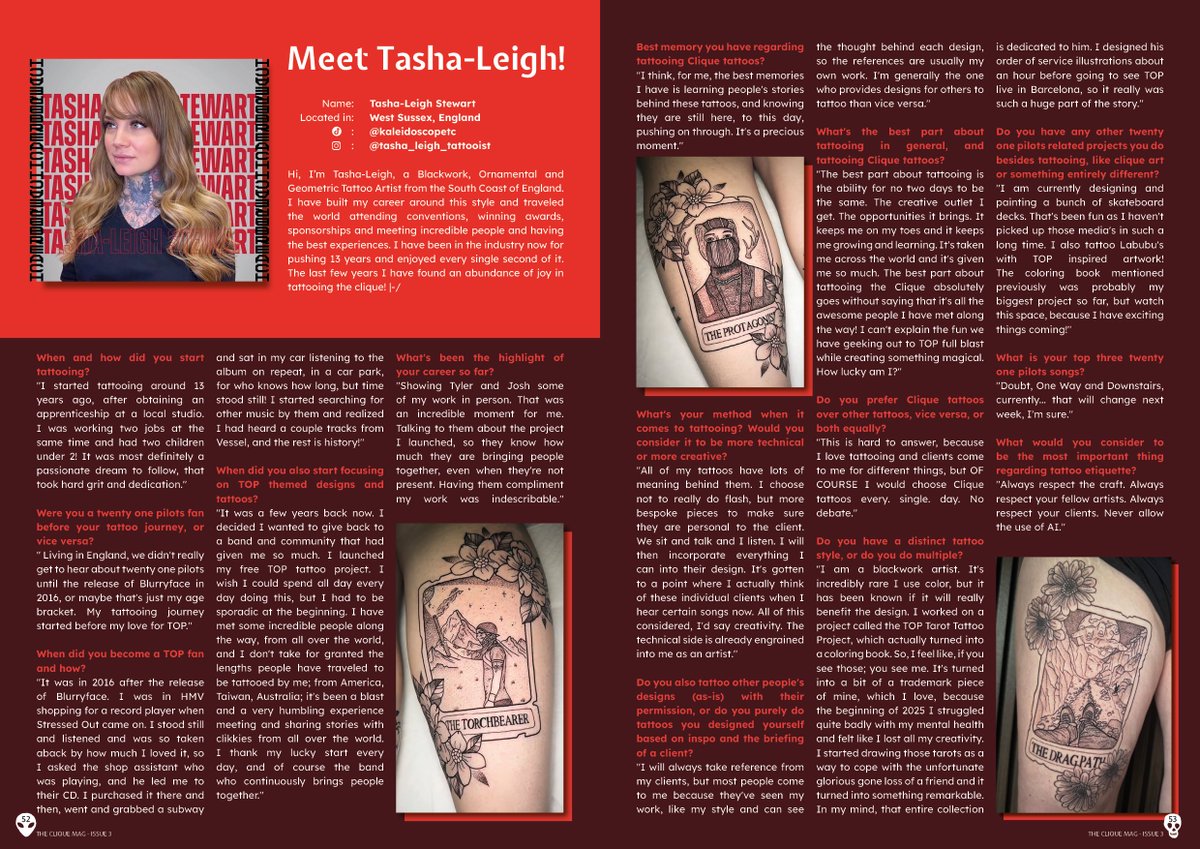 TheCliqueMag_'s tweet photo. First two spreads are about @mlxtattoo @mlxart ! #thecliquemag @twentyonepilots @tylerrjoseph @joshuadun https://t.co/QZ3Pp8hU4L