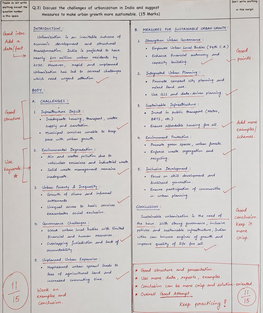 ArpitaSharmaaa's tweet photo. Most aspirants think AIR 1 answers are filled with extraordinary content.

Reality?

Anudeep Durishetty's strength was not writing more. It was writing better-structured answers that an examiner could understand in seconds.

His formula: I-B-C
✅ Introduction
✅ Body
✅ Conclusion