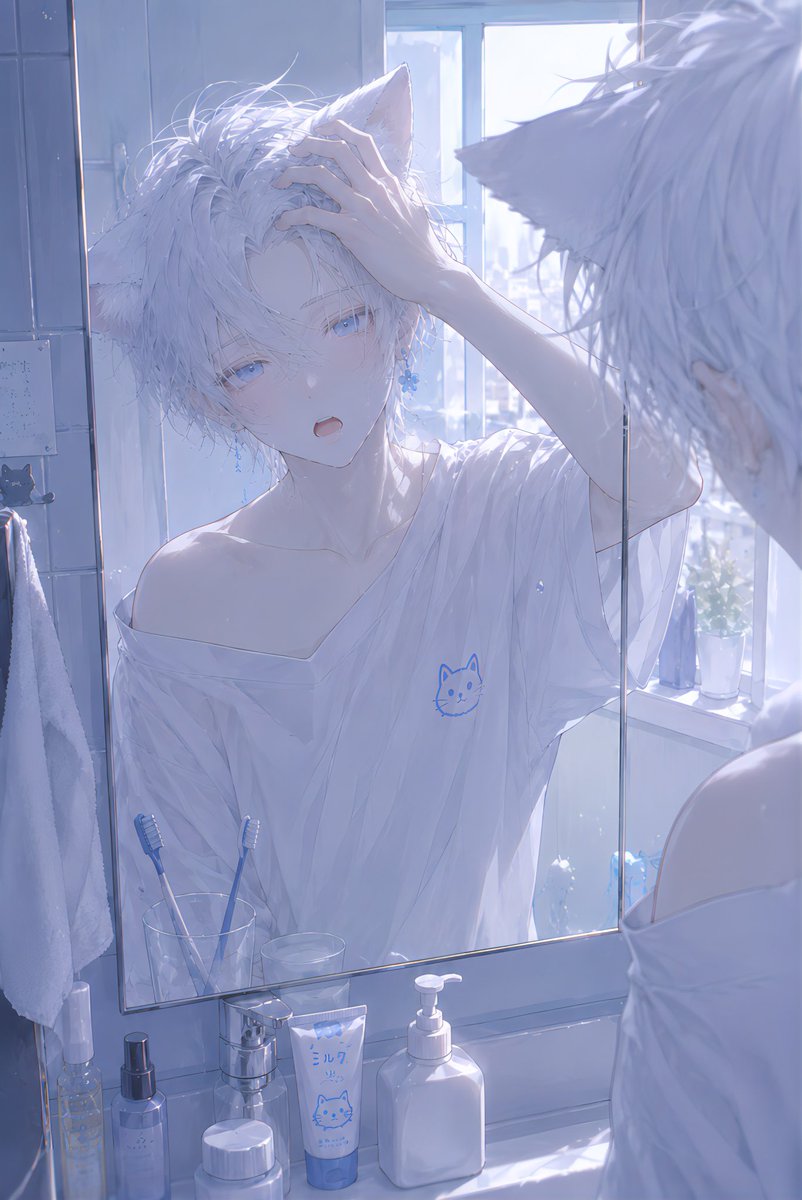 B9rTn's tweet photo. 寝起き🥱💤￤身支度👕✨️
______________________________
 #ばってんのプロンプト 
⬇️2種類のプロンプト❣️ https://t.co/uQrDOdGrHZ
