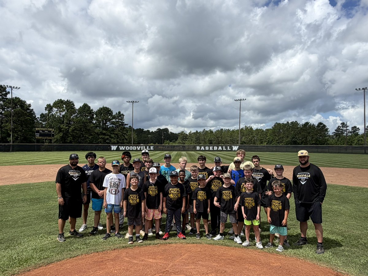 WDVLBaseball's tweet photo. Final day of Summer Camp! We scrimmaged and then you know we had to learn how to slide!! We had a good turnout and can’t wait to see everyone out next year! The future is bright for Woodville Baseball! Campers of the day: Hunter, Kyran, and Derek 
@TheVilleEagles https://t.co/koZFx6cumC