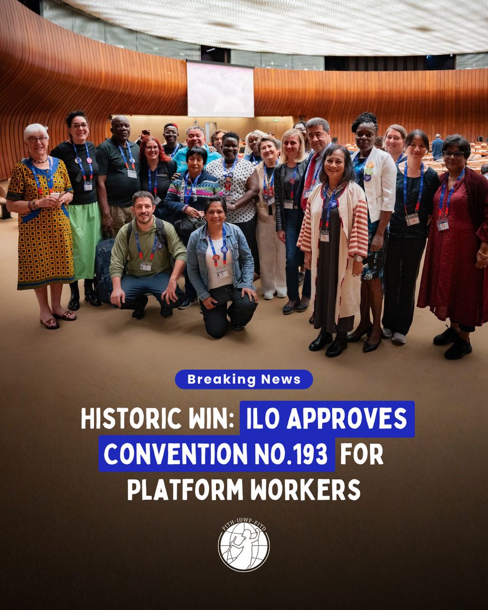 IDWFED's tweet photo. 🧵1/3

🔵 #ILC2026 This is a victory for all platform workers, including #DomesticWorkers who rely on apps and digital platforms to find work. It is a step forward in the fight to be recognized as workers and to ensure dignity and respect prevail over insecurity and exploitation. https://t.co/UUIGr6laSo