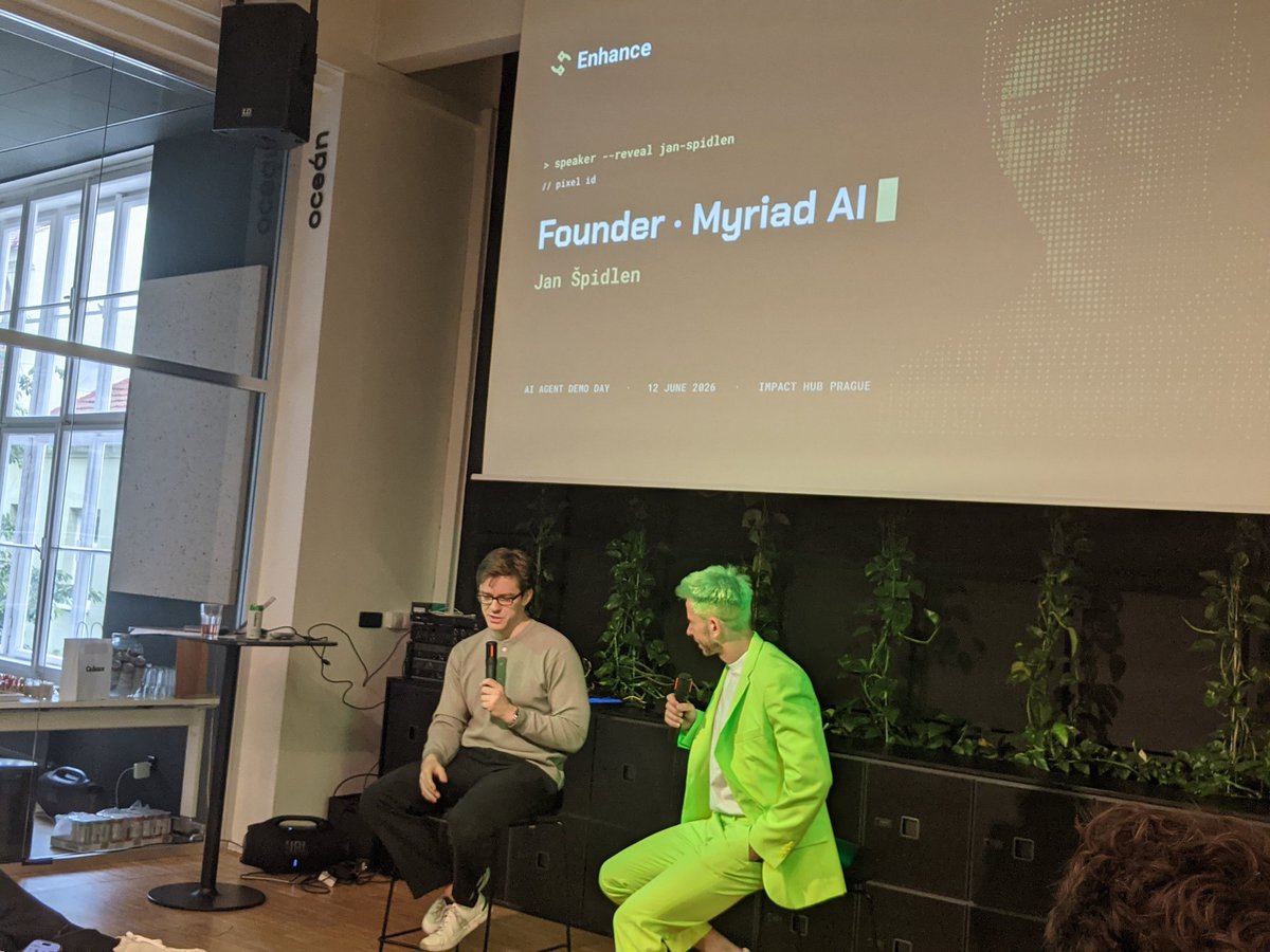 gribaart_dev's tweet photo. Agree with Jan?

"I've been in development for years, but today everything changed. While I sit here talking to you, my computer next to me is doing the development itself." - Jan Spidlen, @Myriad_AI

AI Agent Demo Day  
Impact Hub Prague, 12 June 2026 https://t.co/53irxjpZqH