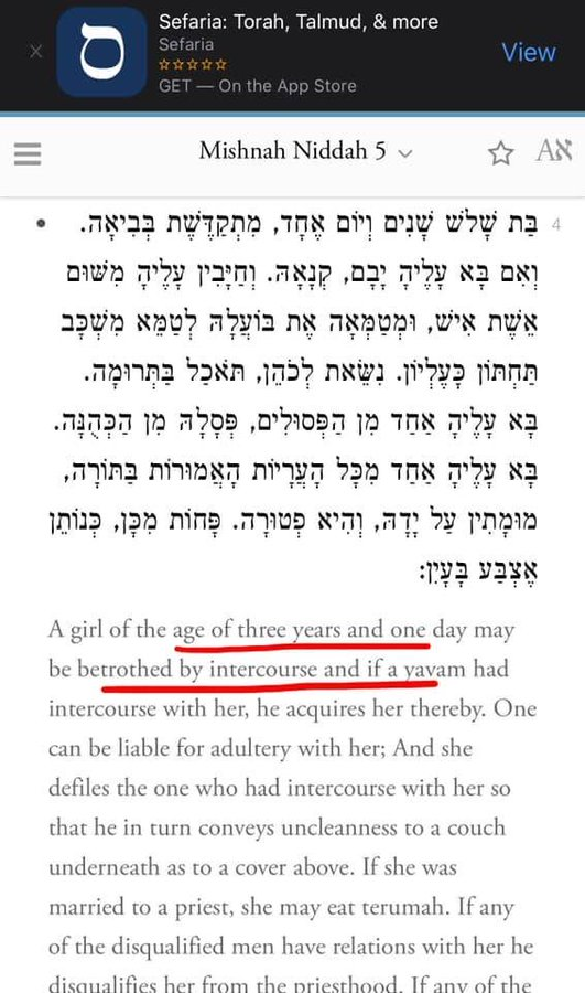 duntu227654's tweet photo. @Florin468679 @forbiddenmerch Nope, their kids as well. She probably received the same treatment. You didn't watch?
https://t.co/IJBCW7tOPH
They can "betroth" 3yo Jewish girls by raping them: https://t.co/XHHjWiQJfs