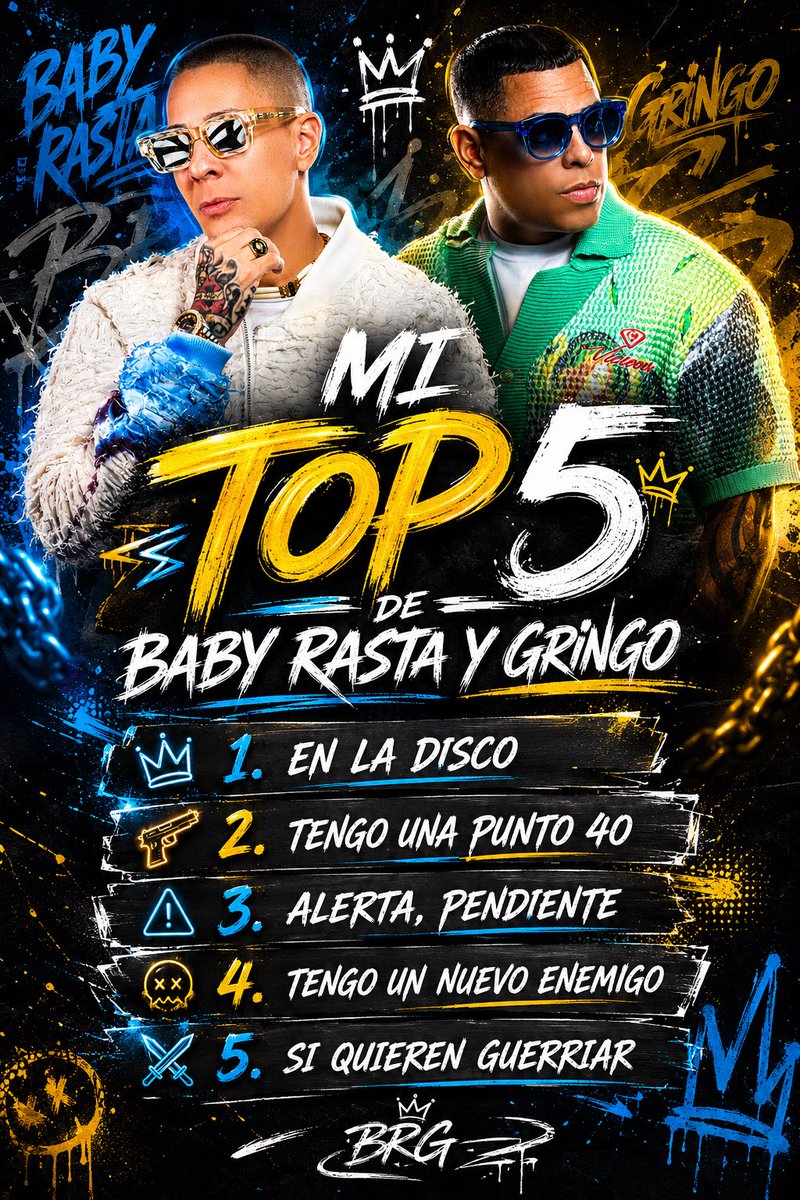 jowell1's tweet photo. Estas son mis 5 Favoritas de Baby Rasta y Gringo … y las tuyas cuales son ?? https://t.co/4YyNMPEA0m