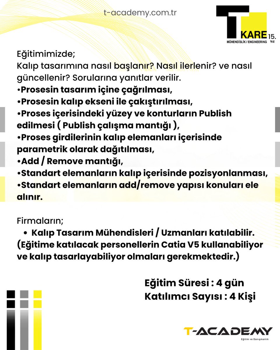 TkareEngineer's tweet photo. Tasarımda revizyon sürelerini minimuma indirmek ve CATIA V5 ortamında profesyonel bir metodolojiyle kalıp inşa etmek isteyen uzmanlar için bir aradayız. Kalıp Tasarım Mühendisleri ve Uzmanları için özel olarak kurguladığımız+ https://t.co/7Z0FxpVcYQ