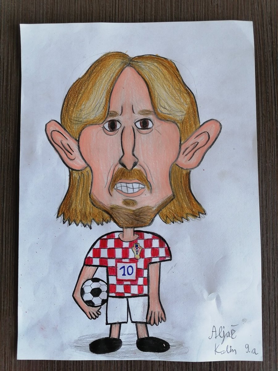 KalinGregor's tweet photo. @JoskoGvardiol4 Evo Vatreni 🇭🇷 @JoskoGvardiol4 @realmadrid @HNS_CFF @lukamodric10  - ova karikatura od mog sina je za sreću! 💪 
Navijamo za vas i u Sloveniji 🇸🇮! 

ps: hej @lukamodric10 - mijenjam karikaturu za tvoj dres 😜 https://t.co/27bHp16QWJ