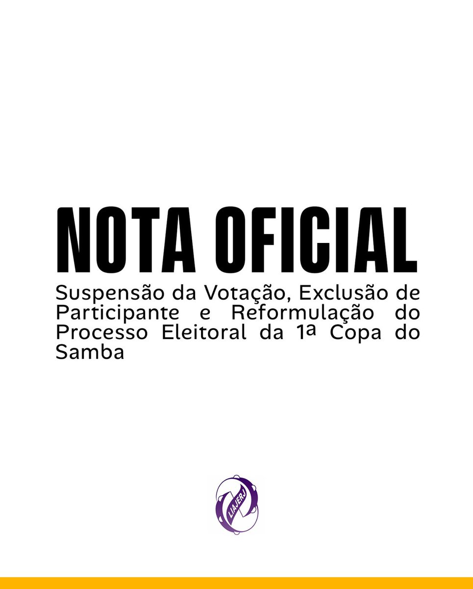 LIAJERJ's tweet photo. Confira, neste fio, a Nota Oficial da LIAJERJ sobre a exclusão do Acervo Tijuca da competição, a aplicação das penalidades regulamentares e a mudança no sistema de votação para as próximas fases. 🧶 https://t.co/YA7FJQr75d