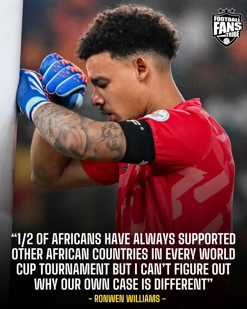 FansTribeHQ's tweet photo. 🚨🇿🇦 A Captain’s question - ‘Why is our case different?’ as Ronwen Williams urges for UNITY 🌍✨

#RonwenWilliams #BafanaBafana #SouthAfrica #AfricanUnity #WorldCup2026 https://t.co/9kk7vdzsr6