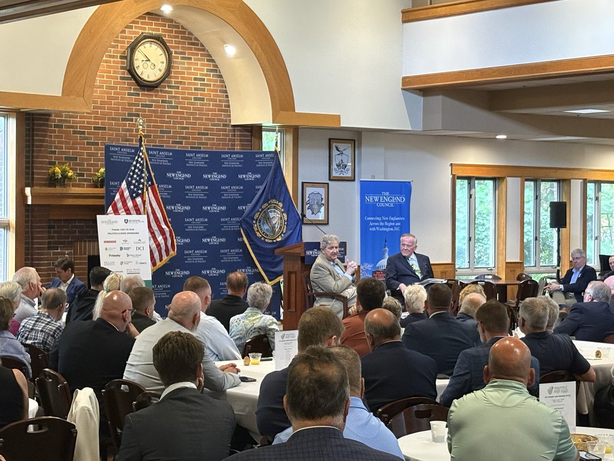 TomTrostNH's tweet photo. So great to see @SenJohnKennedy, @James4NH, and many more at Senator Kennedy’s Politics &amp; Eggs event at Saint Anselm College.

Thank you to Saint Anselm and the @NECouncil for hosting!

#nhpolitics https://t.co/yHAj4n5mGe