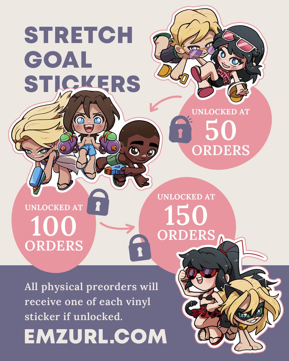 emzurl's tweet photo. NOW OPEN!

Preorder the Miraculous Office AU Production Book and help unlock these Felinette, Alaclegs, and Ladynoir beach sticker stretch goals!

✨ https://t.co/HqDRlqS96O ✨ https://t.co/DnK6yFzaEA