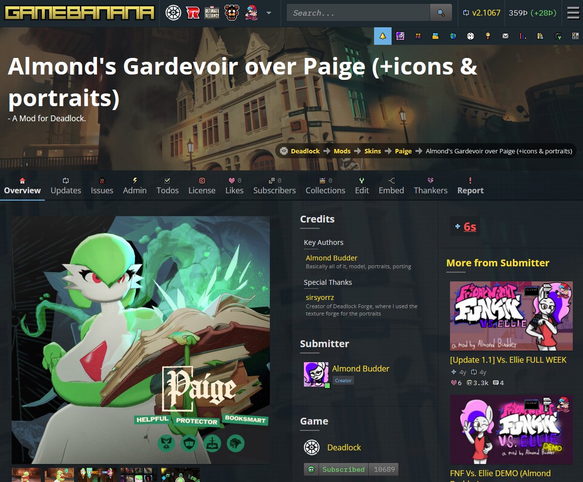 AlmondestBudder's tweet photo. I'm happy to announce the Gardevoir Paige mod is now out! Still a bit rough around the edges, but I'm happy enough with it to publish it. Hope y'all enjoy! ^w^💗

https://t.co/nfBqmyUeWv
#deadlock https://t.co/awfrcRGXBG