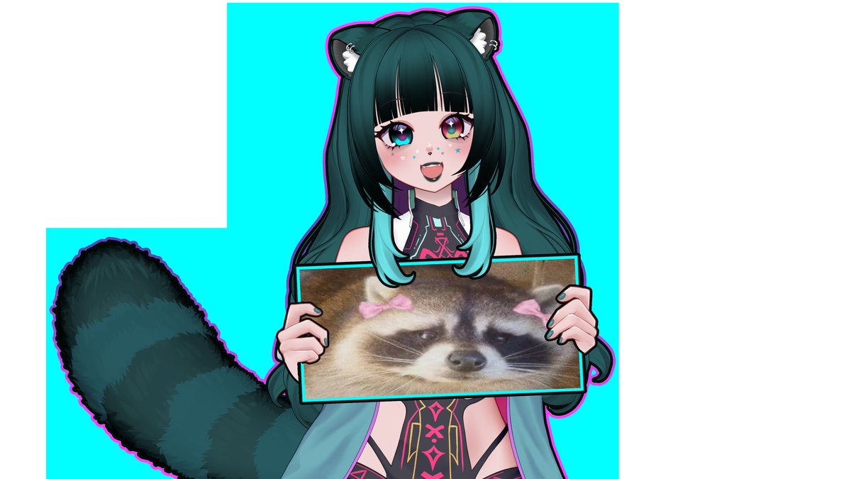 retrowaving99's tweet photo. Good morning! This raccoon is finally feeling good enough to stream today! Maybe I'll start early? https://t.co/6aiNCCg123