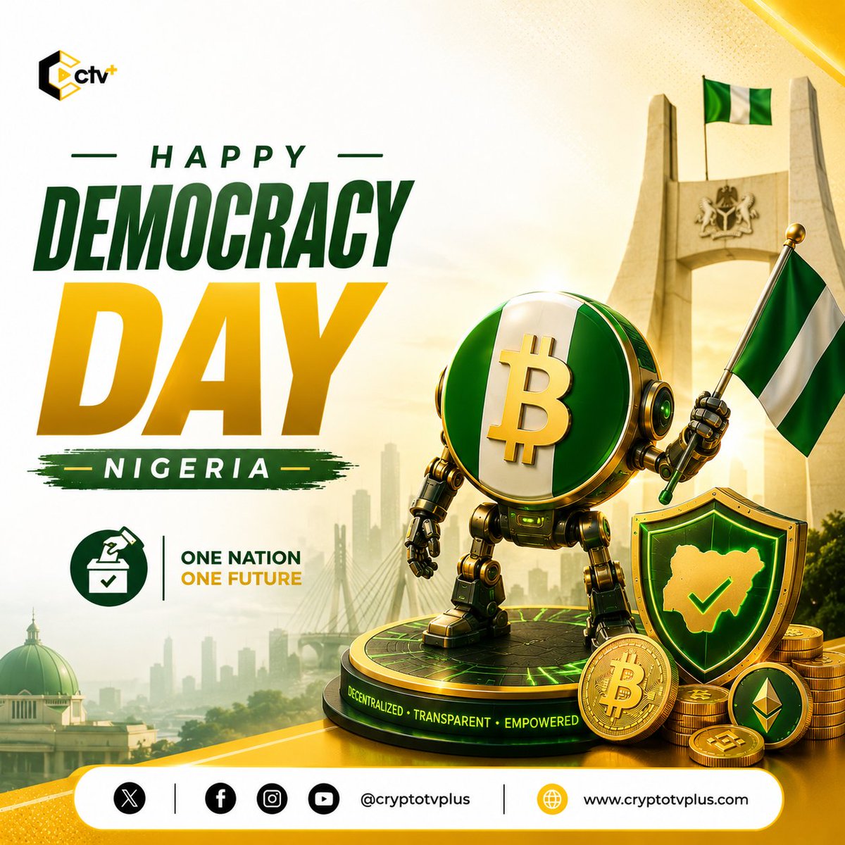 Cryptotvplus's tweet photo. Happy Democracy Day https://t.co/EFWOFrp8Fe