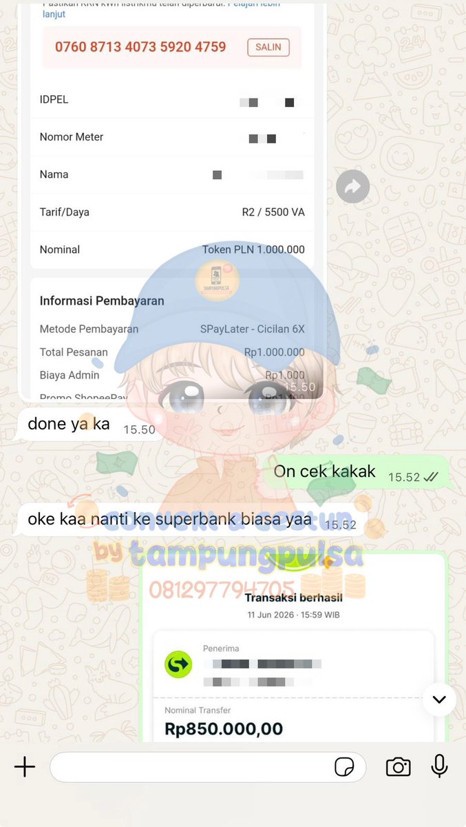 lrubie_'s tweet photo. transaksi realtime 11/06/2026 📝

💰— g0wpeiIeter via token 1.000.000 ✅
💰— yap peiIeter via scan 1.000.000 ✅
💰— beIibeIi via tik3tcom 1.595.050 ✅
💰— sopiIeter via token 1.000.000 ✅

💌 more testi at https://t.co/oVIAsU3l3h https://t.co/uj9MyXO1t5